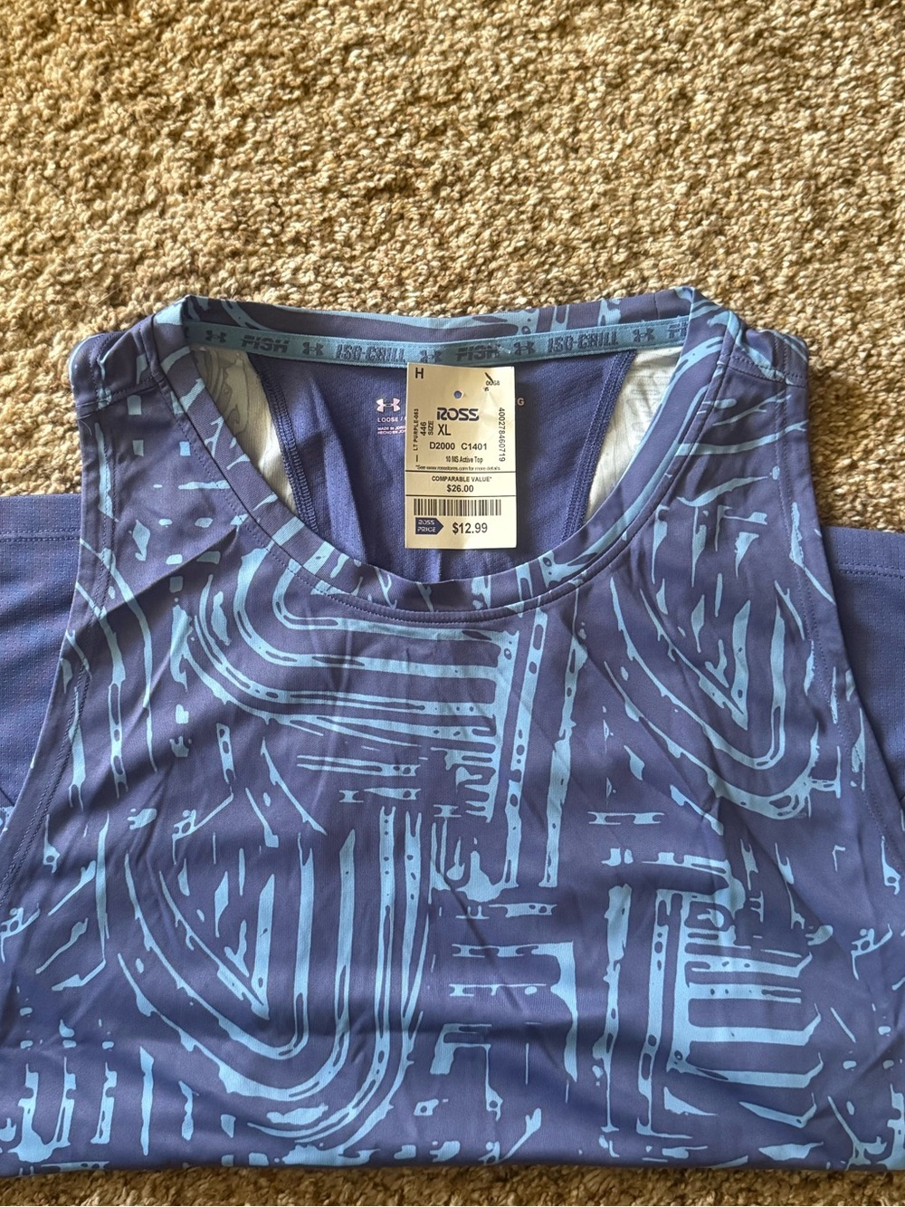 Under Armour Blue and Light Blue Patterned Tank Top